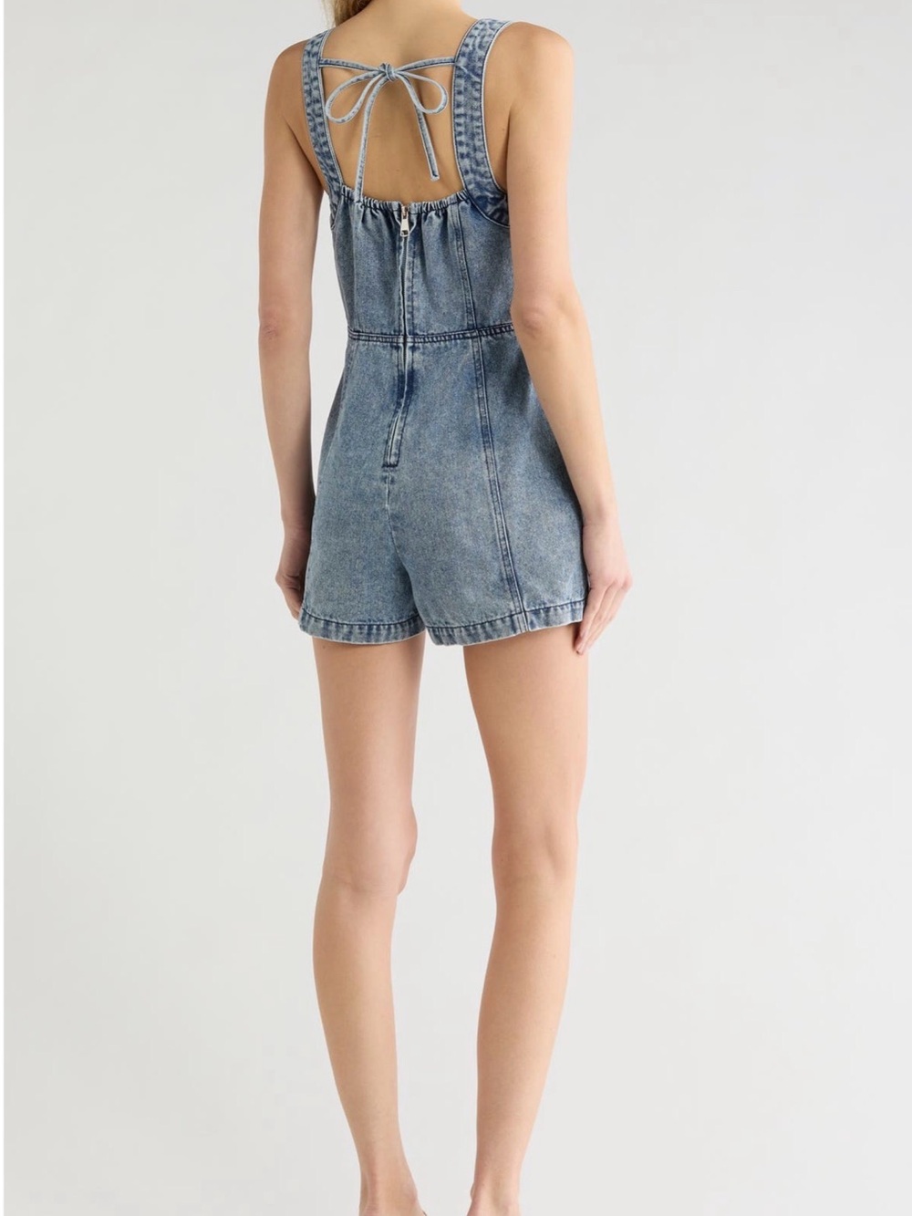 Vigoss Washed Blue Denim Short Overalls Romper - Picture 2 of 3